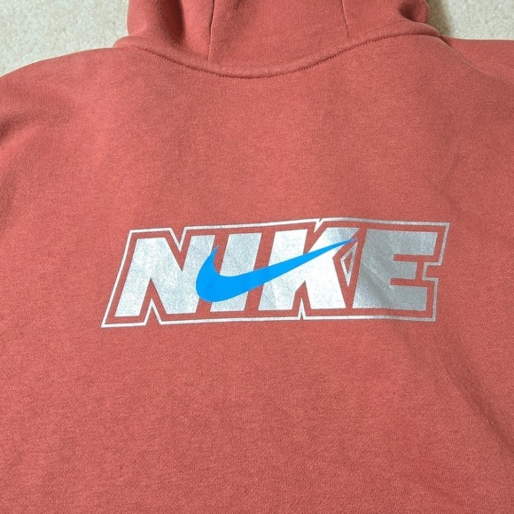 Nike‎ Kids Cropped Hoodie Canyon Rust Blue Silver Swoosh Pullover Size XL - Picture 5 of 7